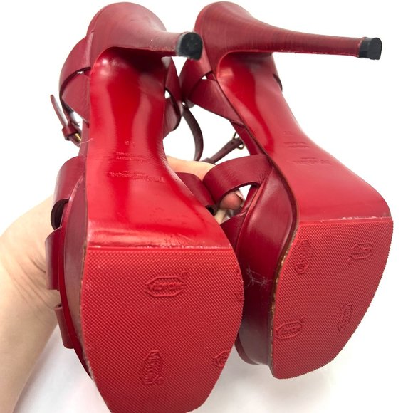 Saint Laurent Tribute Burgundy Red Sandals 38 - Picture 8 of 9
